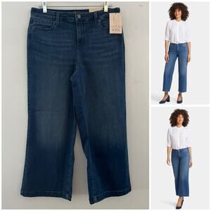 NYDJ Teresa Wide Leg Ankle Jeans Lift Tuck Technology Mission Blue Size 10 NWT
